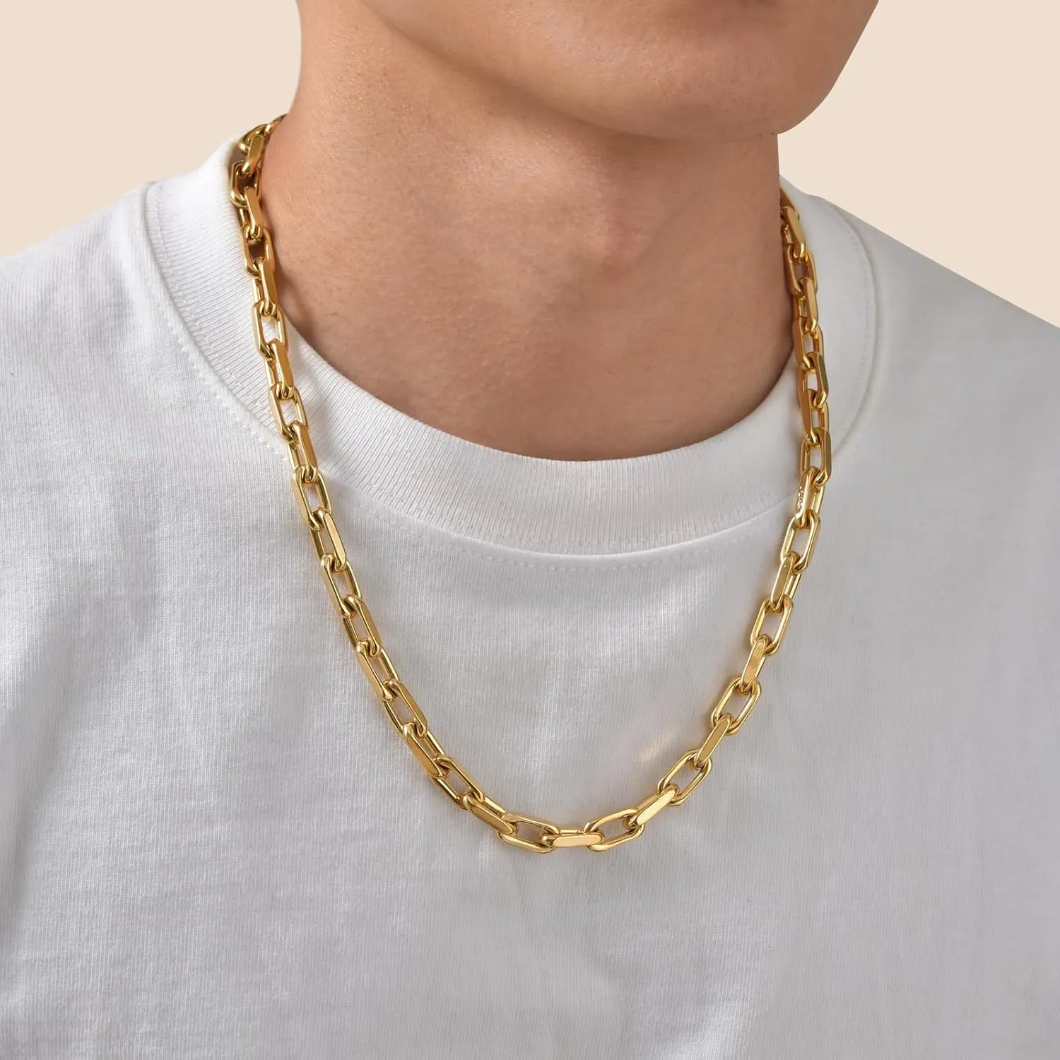 Chain Mens Necklaces Jewelry Gifts for Men metalworker clipper elongate significant noticeable bloodhound Dad Boyferiend, 18/20/22/24 Inchs VNOX Silver Paperclip Necklace for Men, 7mm Solid Diamond-Cut Chunky Stainless Steel Anchor Link 
