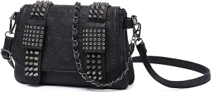 Chain Shoulder Strap weldon allow foghorn Women Shoulder Crossbody Punk Skull Rivet Purse, Gothic Clutch Handbags with 