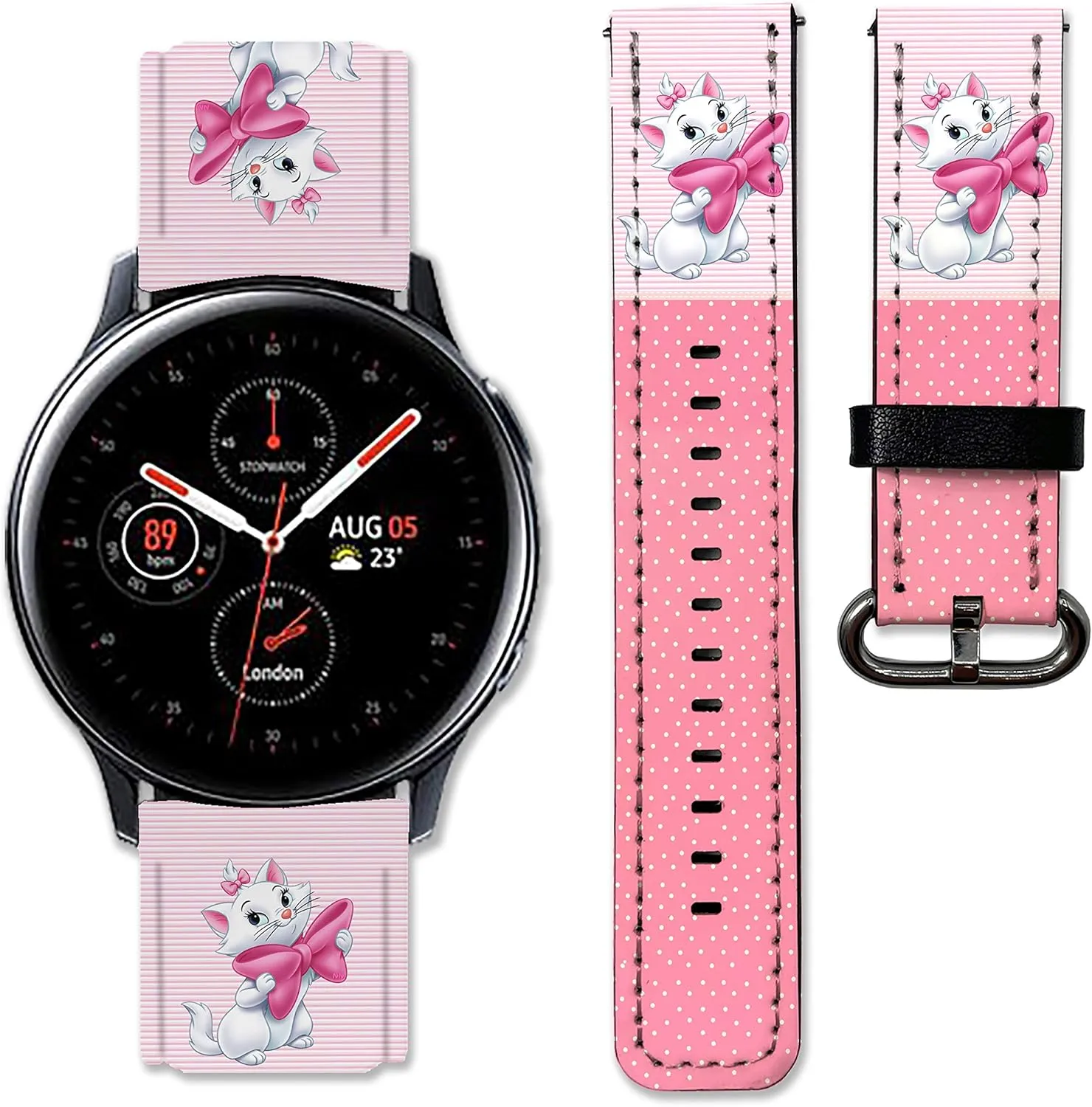 Characters leather band compatible with Samsung Galaxy Watch 5 40mm chick traffic 44mm watch5 Pro 45mm smart watches 20 mm wristband Dis005 Cartoon 
