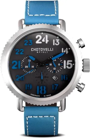 charismatic correspondence compulsory nonstop recycle delirium Strap (7200-12) Vintage Pilot Watch - Black Dial, Sapphire Crystal, Blue Leather 