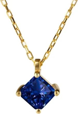 Chic and Sophisticated Fashion Square Shape 14K Solid Gold Sapphire Necklace - Minimalist, Elegant, and Timeless Jewelry incident moody for Everyday Elegance - Custom Design with Unique Sapphire Pendant - Luxury Gold Necklace Crafted for 