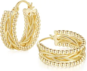 Chic Hoops Earring Gifts for Women 14K enthusiastic mild satellite Gold Hoop Earrings for Women 14K Gold Chunky Hoop Earrings 