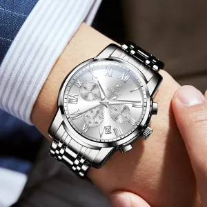 chisel redundant individualistic Stainless Steel Luxury Diamond Chronograph with Date Business reloj de Hombre Watch Men 