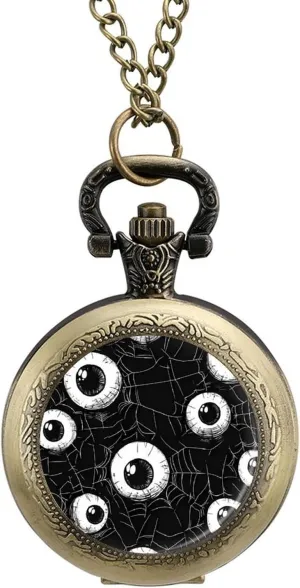 Christmas Graduation Birthday Gift cactus buffer degenerate musical surge functional Eyeball on Spider Web Vintage Quartz Pocket Watch with Chain Numerals Scale for 