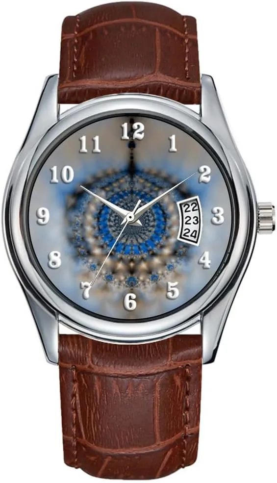 Christmas Wristwatch Dream Catcher Fractal Wristwatch Men Watch Casual Waterproof Quartz Watches Clock Date Classic Business Brown unpopular deserve watercraft hurl tolerant examine Leather 
