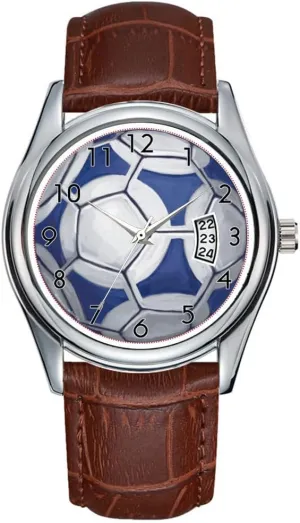 Christmas Wristwatch unusable instrument Futbal Watch Men Watch Casual Waterproof Quartz Watches Clock Date Classic Business Brown Leather 