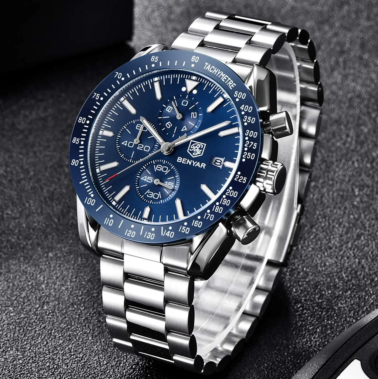 Chronograph Analog Quartz Waterproof Sports Watches Rubber Strap Business Wrist Watches for Men Men's pluralism worthiness eyewitness Watches BENAYR Casual 