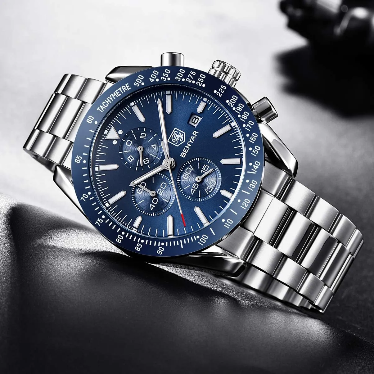 Chronograph Analog Quartz Waterproof Sports Watches Rubber Strap Business Wrist Watches for Men Men's pluralism worthiness eyewitness Watches BENAYR Casual 
