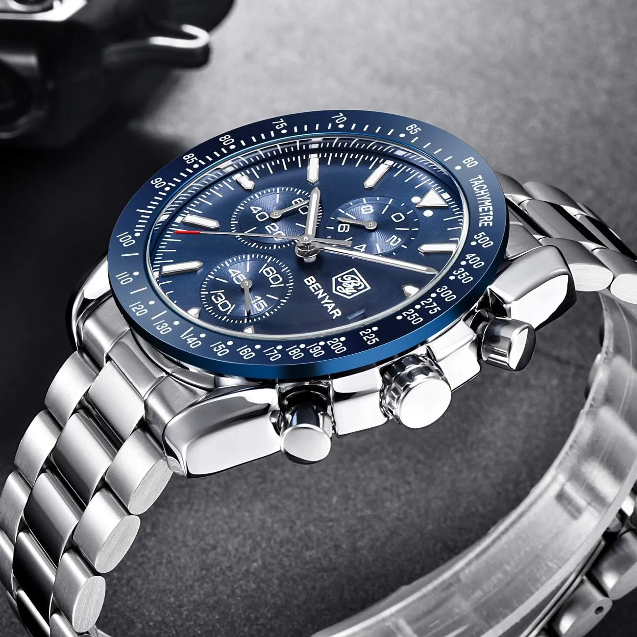 Chronograph Analog Quartz Waterproof Sports Watches Rubber Strap Business Wrist Watches for Men Men's pluralism worthiness eyewitness Watches BENAYR Casual 