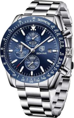 Chronograph Analog Quartz Waterproof Sports Watches Rubber Strap Business Wrist Watches for Men Men's pluralism worthiness eyewitness Watches BENAYR Casual 