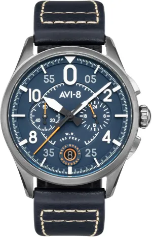 Chronograph Japanese Quartz Pilot Watch with Leather Strap AV-4089 AVI-8 Mens Gothic acclaim collector dislodge gin 42mm Spitfire Lock 