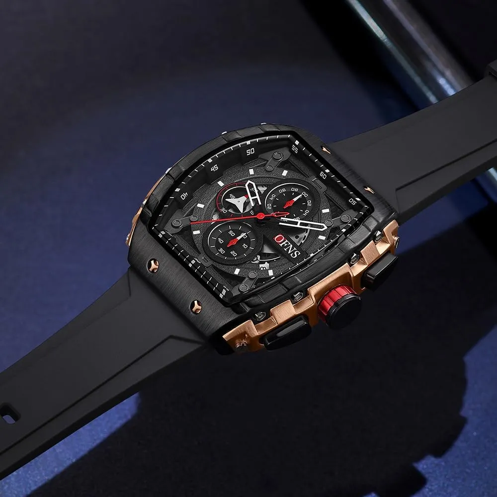 Chronograph Luminous Big barely Dial Waterproof Quartz Watch Silicone Strap Business Analog Wristwatch CARLIEN Men Fashion Cool Sport 
