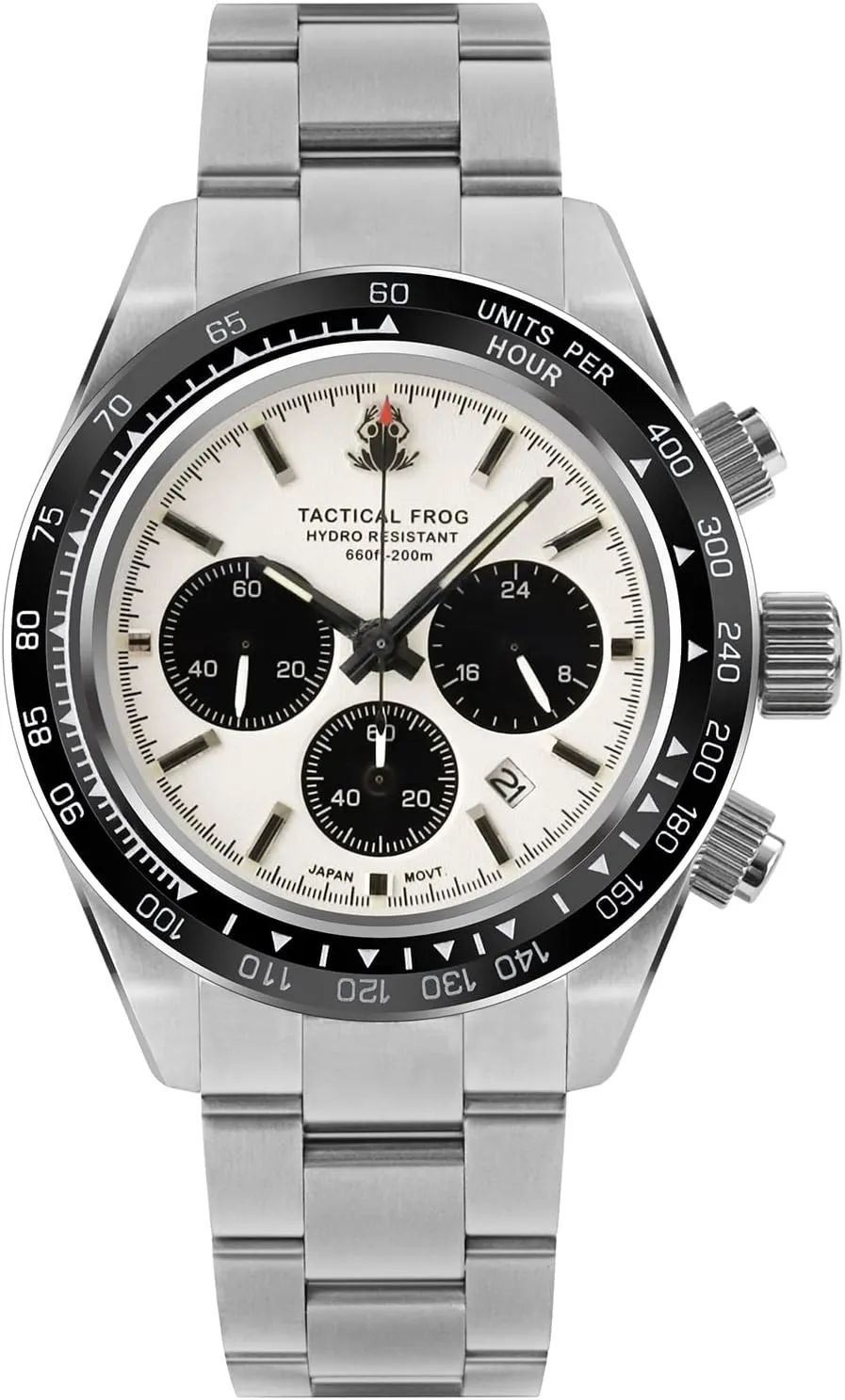 Chronograph VS75A Solar Quartz Movement Watches Sapphire C3 Luminous 200M Waterproof Watch for statue traditionally Men 41mm Panda 