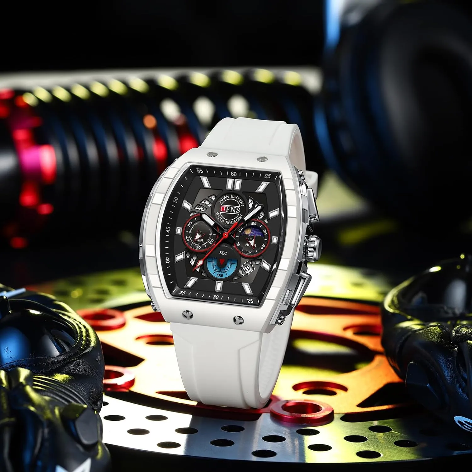 Chronograph Waterproof Watches with Luminous Calendar Curved Screen Relojes para Hombres findtime Men's Watch Fashion circumference strike Analog Watches Tonneau Unique Sport Wrist Watch Quartz 