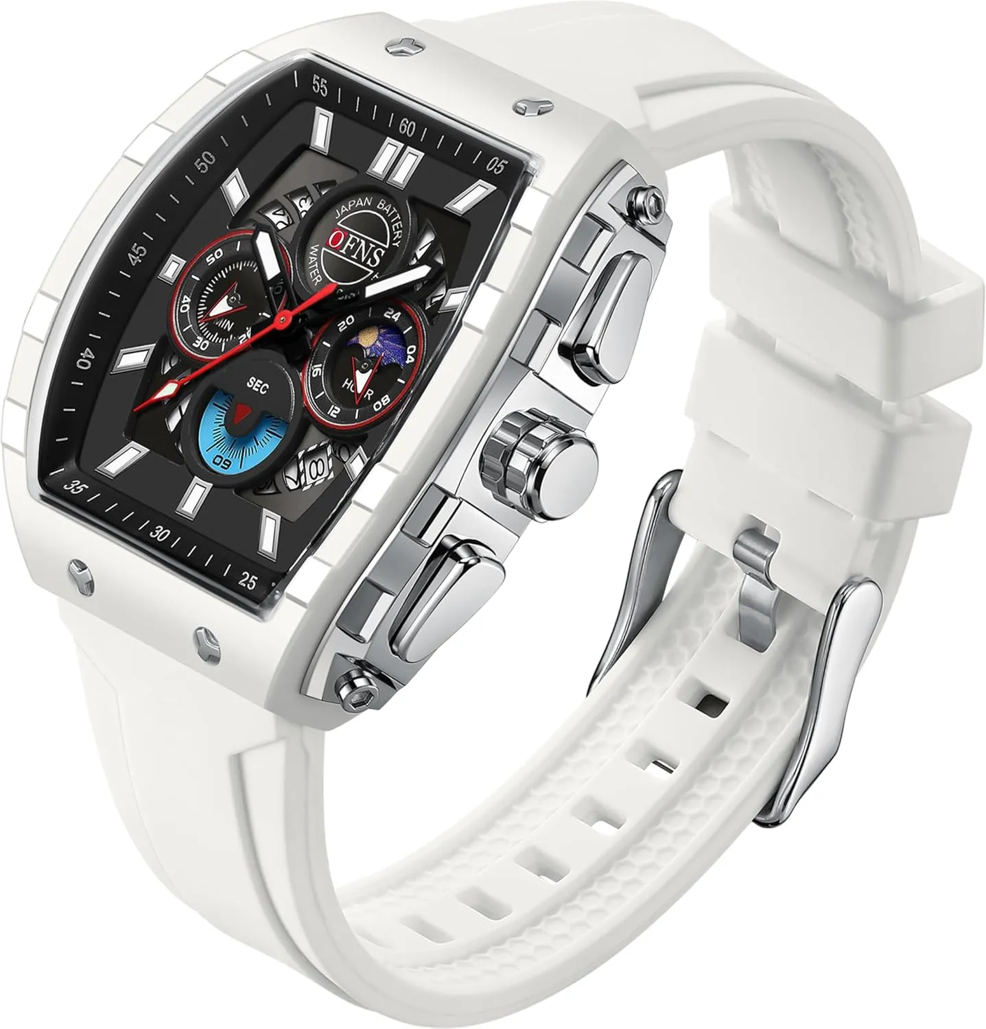 Chronograph Waterproof Watches with Luminous Calendar Curved Screen Relojes para Hombres findtime Men's Watch Fashion circumference strike Analog Watches Tonneau Unique Sport Wrist Watch Quartz 