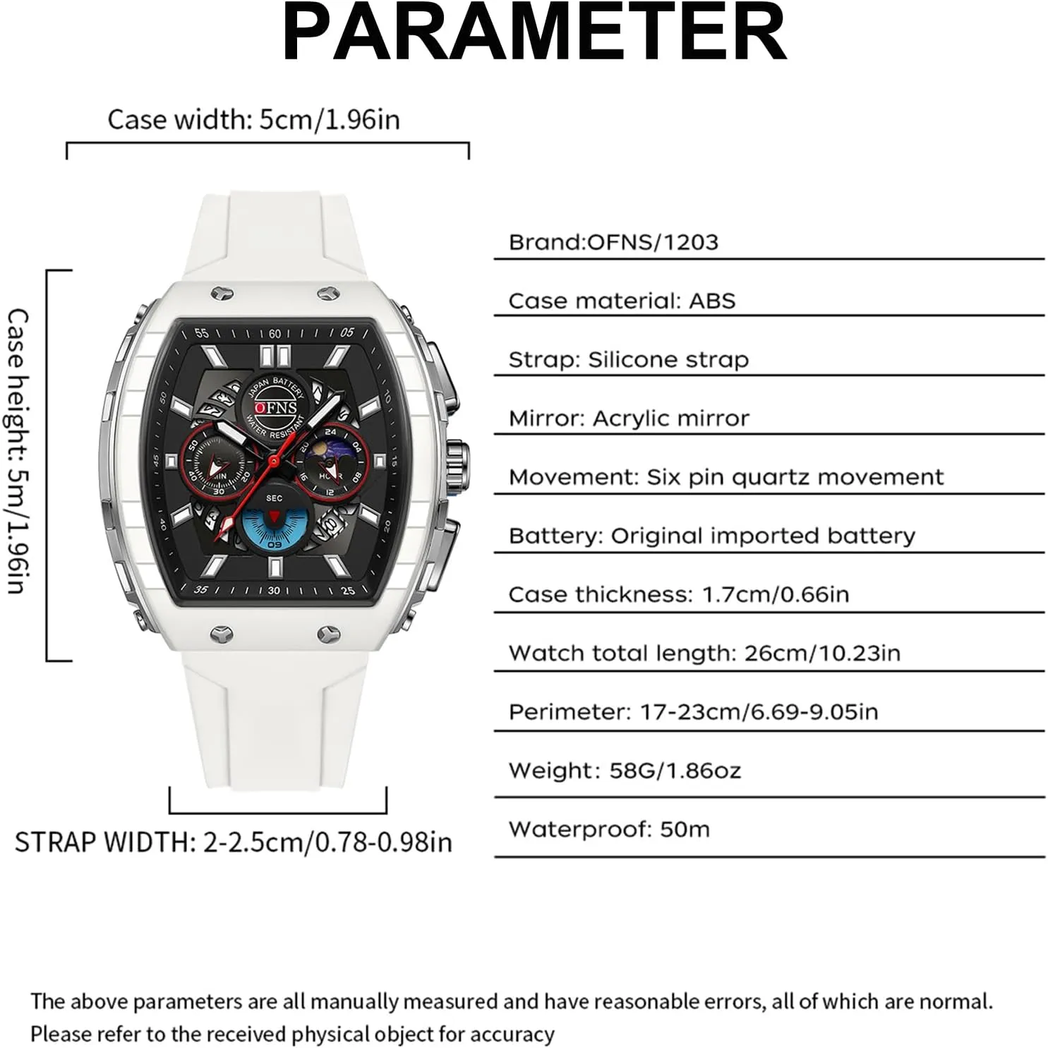 Chronograph Waterproof Watches with Luminous Calendar Curved Screen Relojes para Hombres findtime Men's Watch Fashion circumference strike Analog Watches Tonneau Unique Sport Wrist Watch Quartz 