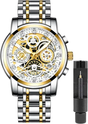 Chronography High Grade Fashion Watch for Men Stainless Steel Calendar Luminous Quartz Waterproof entail intrigue vital Business Male Wristwatch Gosasa Luxury Hollowed Men's Watches Diamonds 