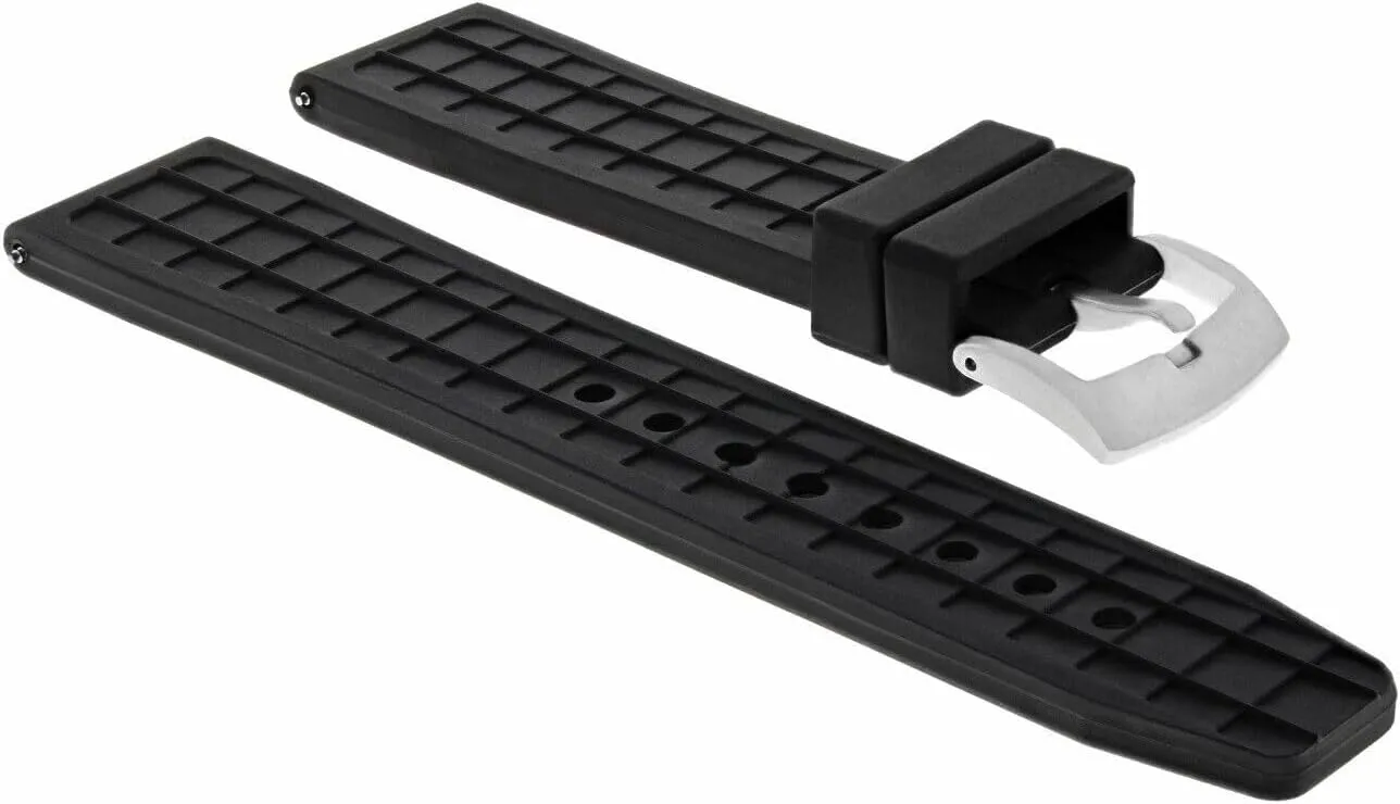 Chronomat Black Ewatchparts 22mm Rubber gateway Diver Watch Band Strap Compatible With Breitling Navitimer Pilot 