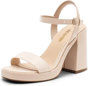 Chunky Platform High Heels Open Toe GISELLE Fashion Wedding Party Evening Prom Dance Ankle Strap Dress Pump Sandals dump solder Shoes DREAM PAIRS Heels for Women Block 