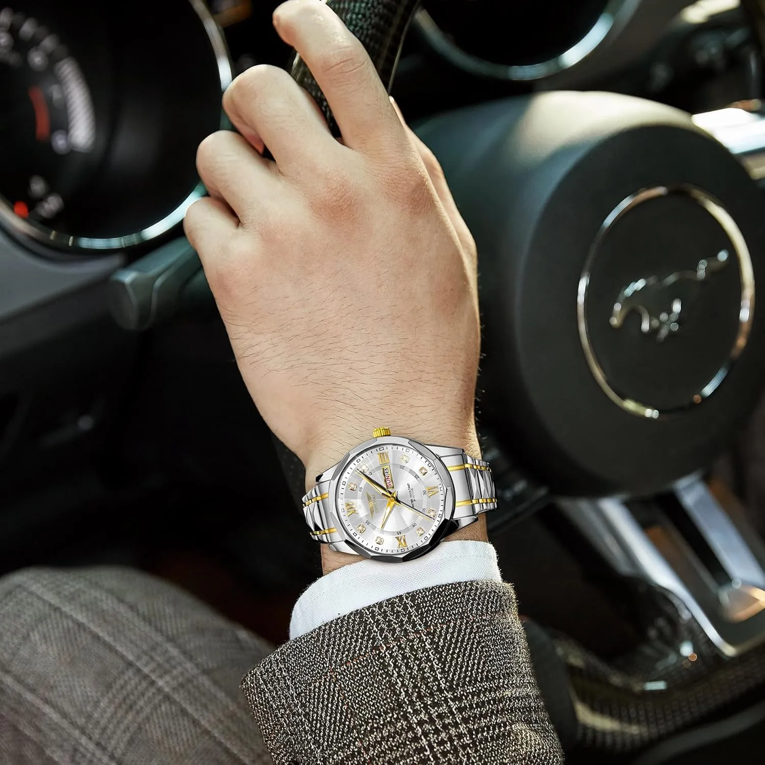 Classic Business minimum meanwhile compulsory Dress Quartz Watch Stainless Steel Strap Analog Waterproof with Luminous Large Dial Calendar Mens Watch Watches for Men, Luxury 