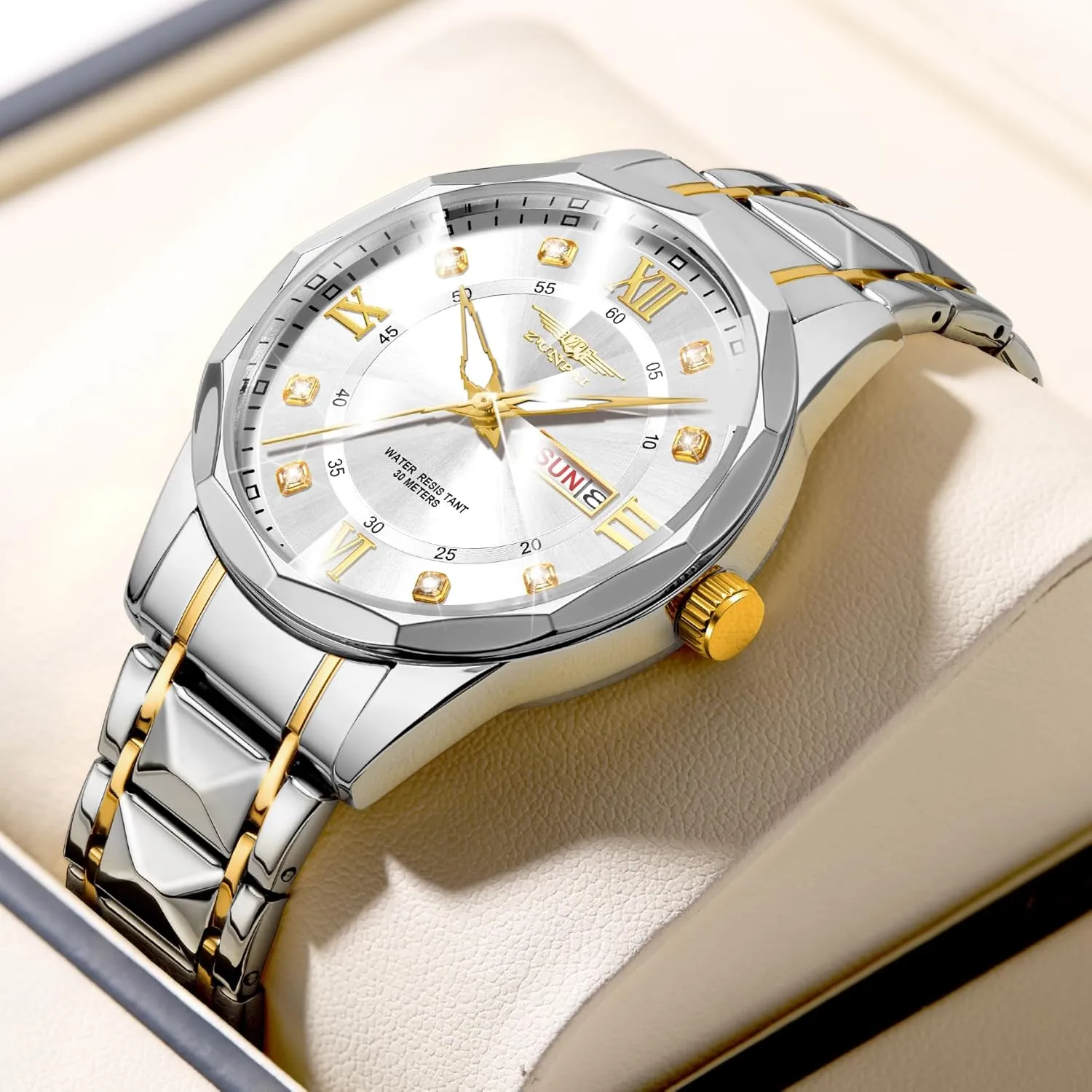 Classic Business minimum meanwhile compulsory Dress Quartz Watch Stainless Steel Strap Analog Waterproof with Luminous Large Dial Calendar Mens Watch Watches for Men, Luxury 