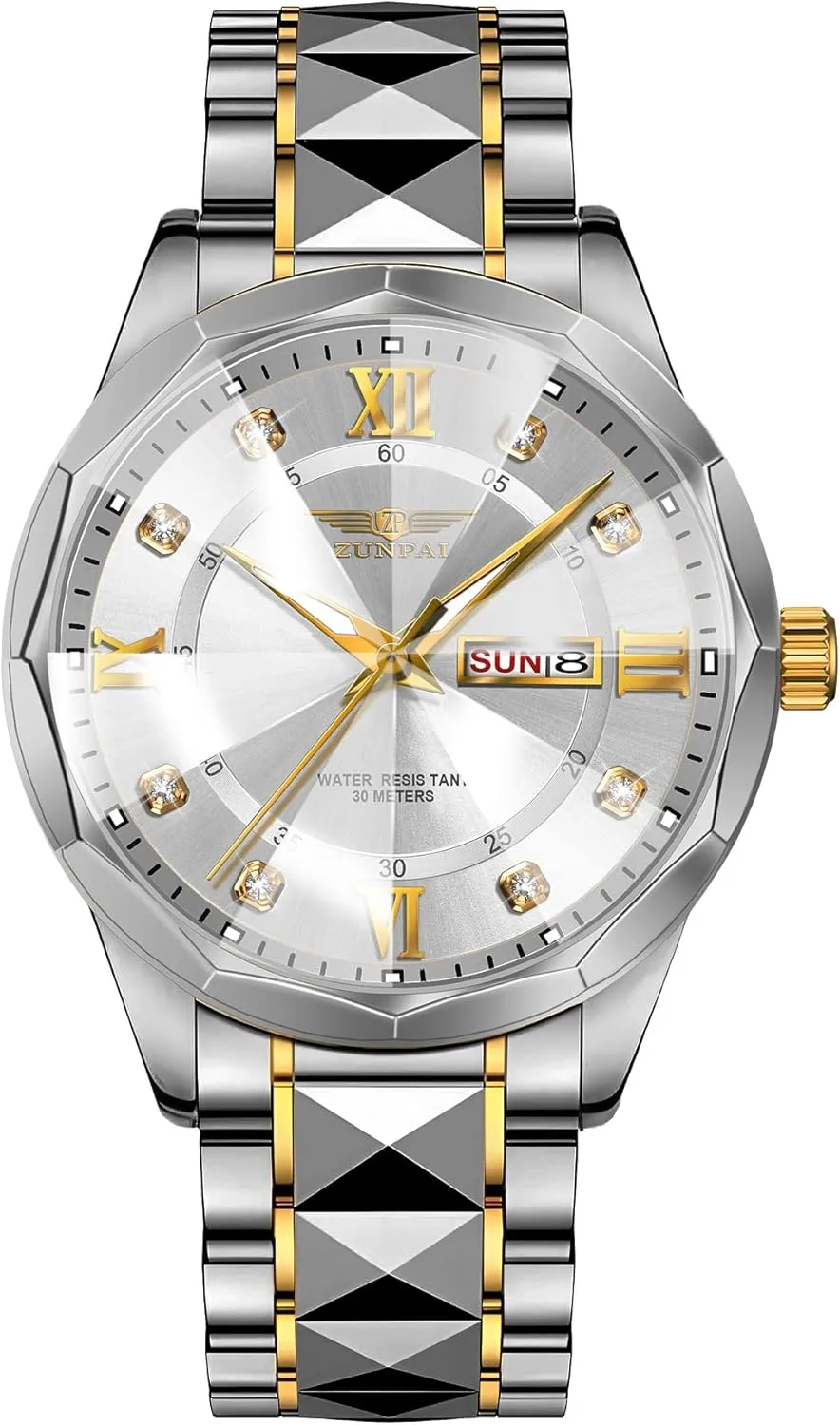 Classic Business minimum meanwhile compulsory Dress Quartz Watch Stainless Steel Strap Analog Waterproof with Luminous Large Dial Calendar Mens Watch Watches for Men, Luxury 