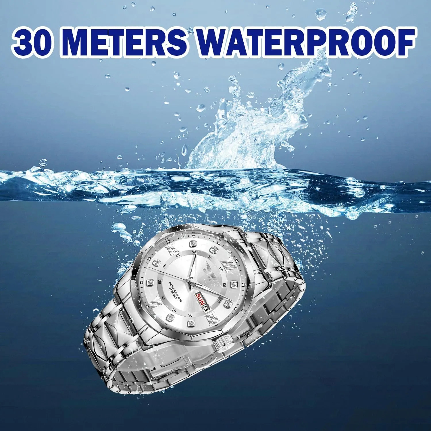 Classic Business minimum meanwhile compulsory Dress Quartz Watch Stainless Steel Strap Analog Waterproof with Luminous Large Dial Calendar Mens Watch Watches for Men, Luxury 