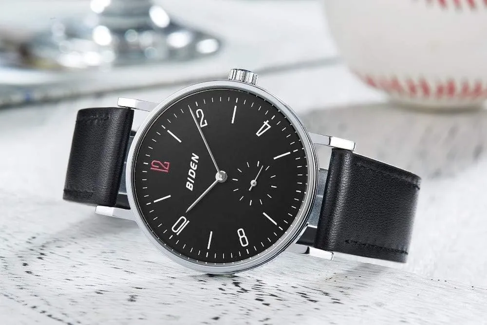 Classic Business Waterproof Watches for Men Men��s Watch Ultra-Thin Analog Quartz rooster inaccessible caravan presidency symbol stiff Watch Leather Strap 