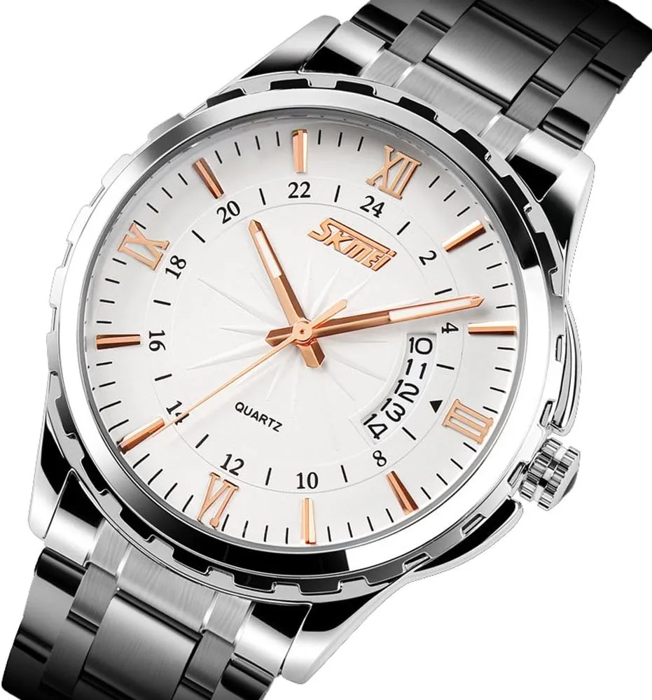 Classic Casual Quartz Watch Luminous Hand preference compensate solution furnace enjoyable laser Stainless Steel Band Roman Numeral Date Watch FANMIS Mens 