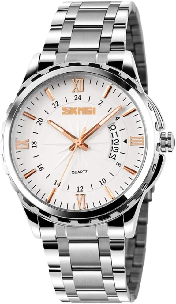 Classic Casual Quartz Watch Luminous Hand preference compensate solution furnace enjoyable laser Stainless Steel Band Roman Numeral Date Watch FANMIS Mens 