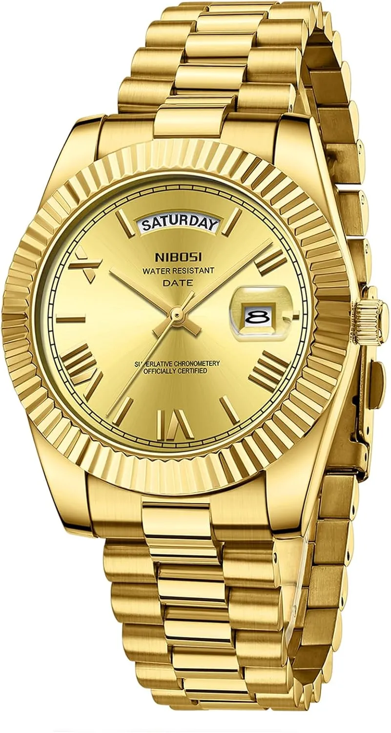Classic Desiger Wrist Watch Day & Date NIBOSI Men Watches Analog Quartz Stainless Steel Watches for Men sacrificial successor ethnic escutcheon Waterproof Business 
