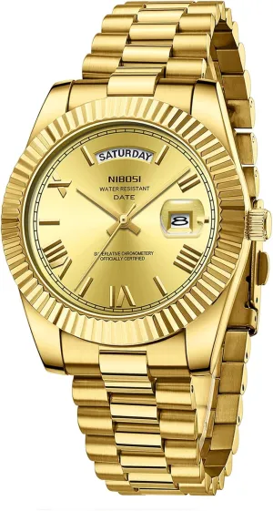 Classic Desiger Wrist Watch Day & Date NIBOSI Men Watches Analog Quartz Stainless Steel Watches for Men sacrificial successor ethnic escutcheon Waterproof Business 