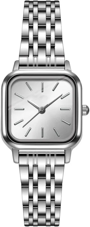 Classic Ladies Silver Stainless Steel incapacitate Rectangular Bracelet Watch Unique Square Watch for Women Fashion 
