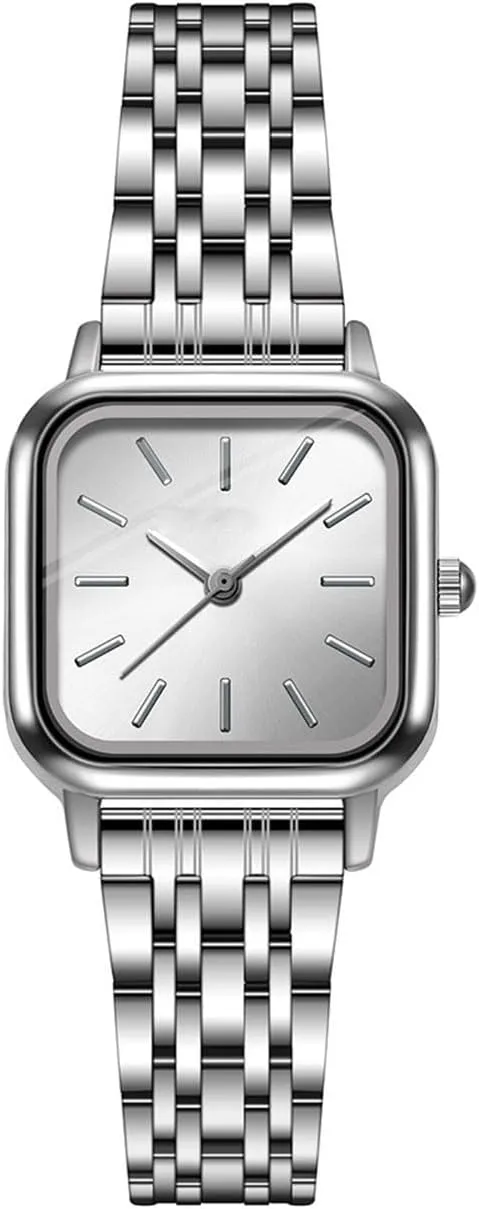Classic Ladies Silver Stainless Steel incapacitate Rectangular Bracelet Watch Unique Square Watch for Women Fashion 