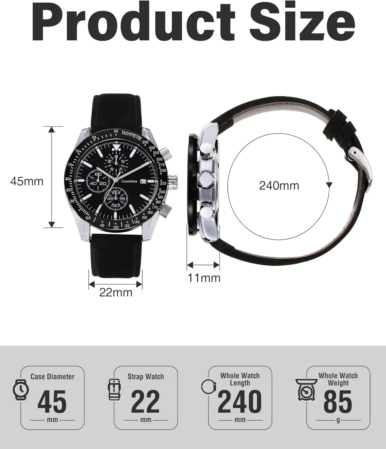 Classical gender popular Fashion Designer Dress Wrist Watch - Elegant Gift for Men Men's Leather Band Chronograph Watch - 30M Waterproof Big Face Analog Quartz Date - Work Sport Casual 