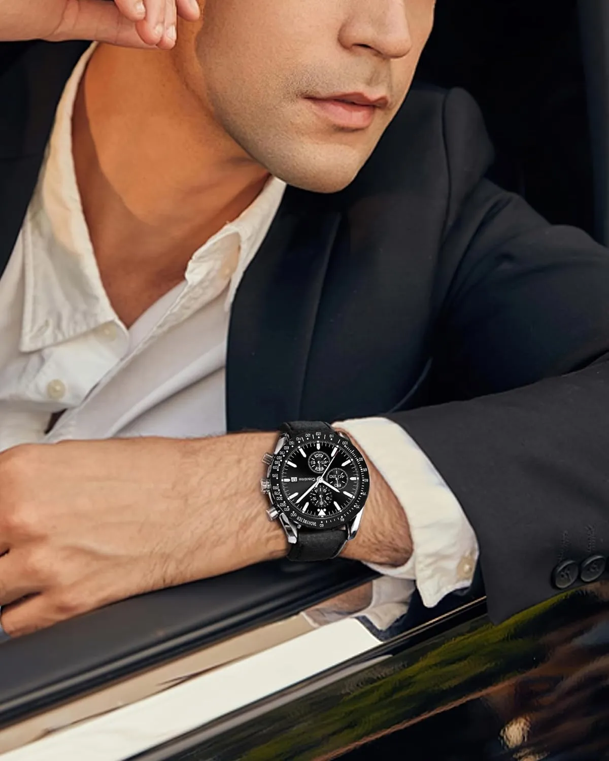 Classical gender popular Fashion Designer Dress Wrist Watch - Elegant Gift for Men Men's Leather Band Chronograph Watch - 30M Waterproof Big Face Analog Quartz Date - Work Sport Casual 