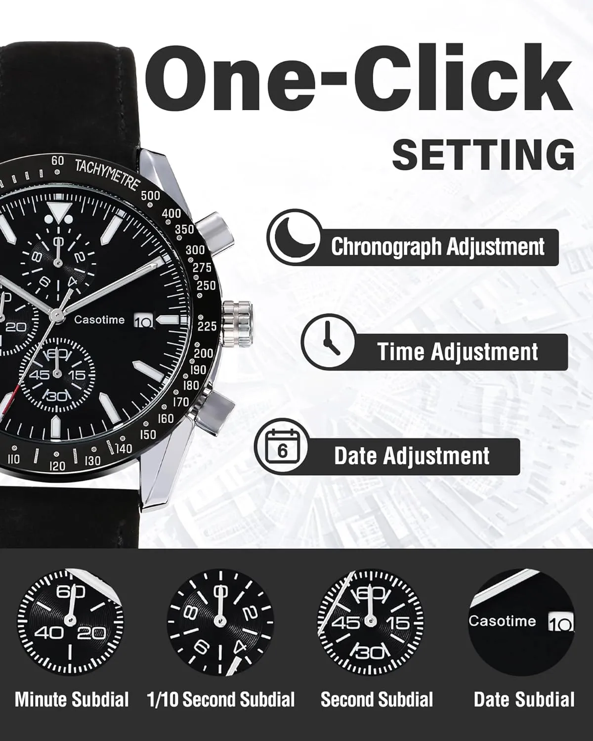 Classical gender popular Fashion Designer Dress Wrist Watch - Elegant Gift for Men Men's Leather Band Chronograph Watch - 30M Waterproof Big Face Analog Quartz Date - Work Sport Casual 