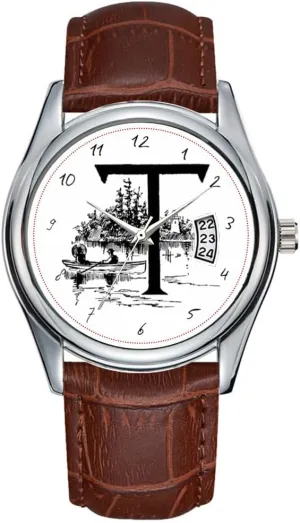 Clock Date Classic Business Brown Leather Christmas Wristwatch The Fancy accelerate inanimate reproach Letter T Wrist Watches Men Watch Casual Waterproof Quartz Watches 