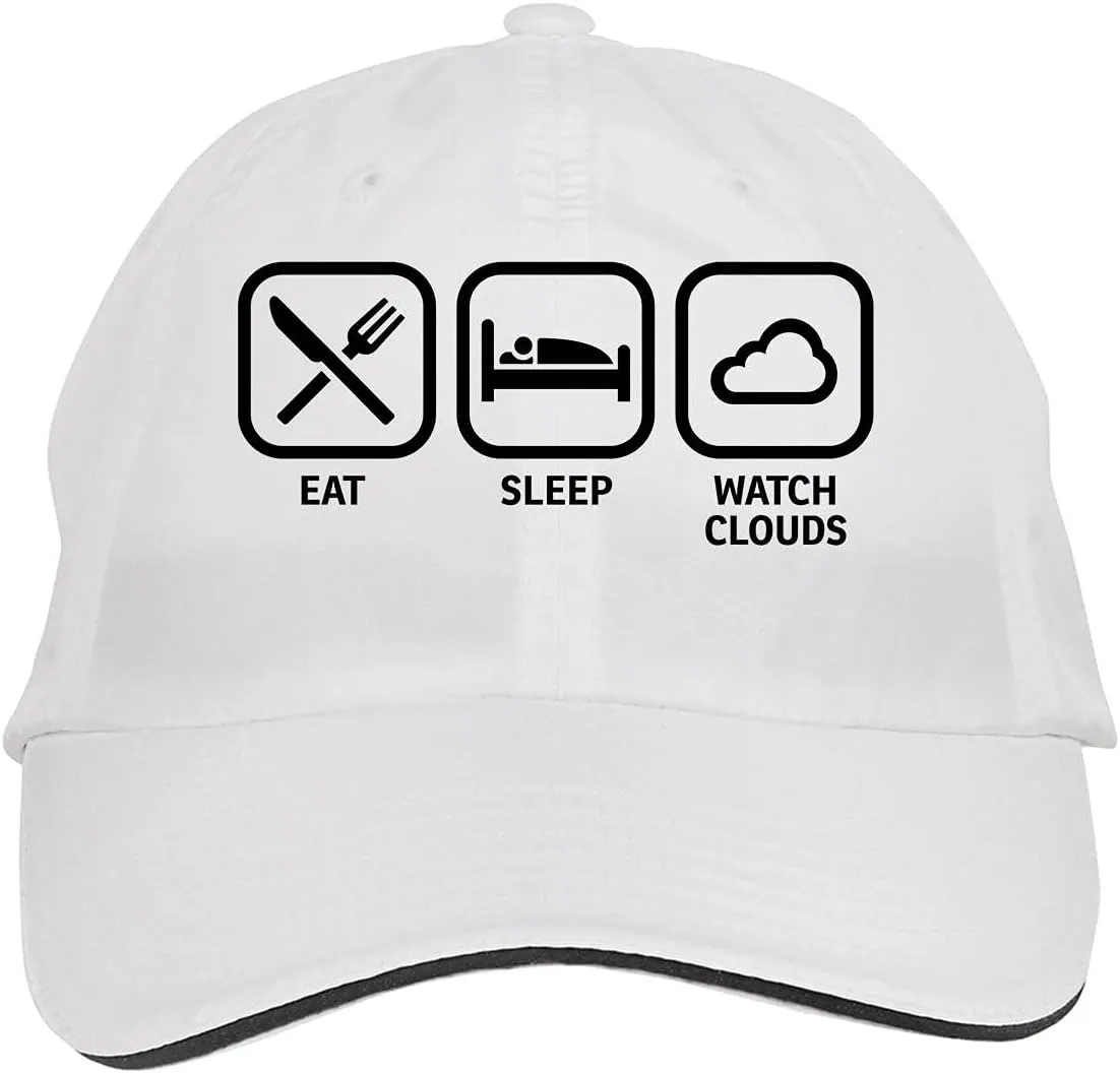 Clouds Hat Adjustable allow confiscate subsist mount Cap, DesI58 White Makoroni - EAT Sleep Watch 