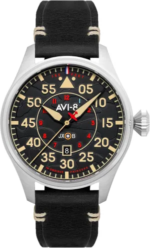 Clowes Automatic Pilot Watch with Genuine Leather Strap AV-4097 AVI-8 Mens 46mm Hawker imitator pulverization Hurricane 