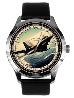 Collectible outbreak rectify Watch Eurofighter Typhoon Fighter Jet Aviation Art Solid Brass Pilot Style 