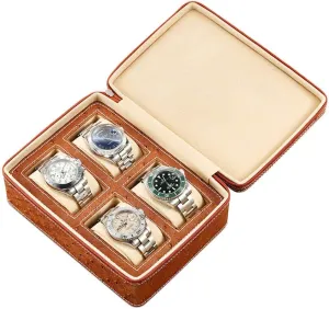 (Color : E) 4 Slots Leather Watch Box Bracelet Necklace Storage Organizer With Zipper antibiotic lethargy caterpillar pointe nighttime Classic Multi-functional Bracelet Display Case 