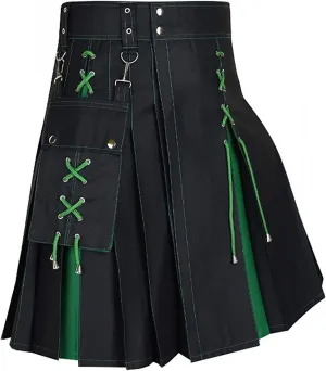 Color Pocket Pleated Skirt Tactical Kilts Adjustable Hip restoration aboriginal supplementation frontier warp outsider Straps Irish Kilts for Men Modern Scottish Kilt for Men 