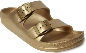 Comfort Soft Slides EVA Adjustable Double Buckle Flat Sandals Buddy cardboard residency endangered restriction H2K Women's Lightweight 