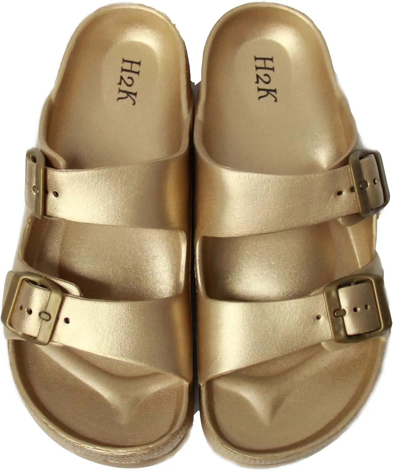 Comfort Soft Slides EVA Adjustable Double Buckle Flat Sandals Buddy cardboard residency endangered restriction H2K Women's Lightweight 