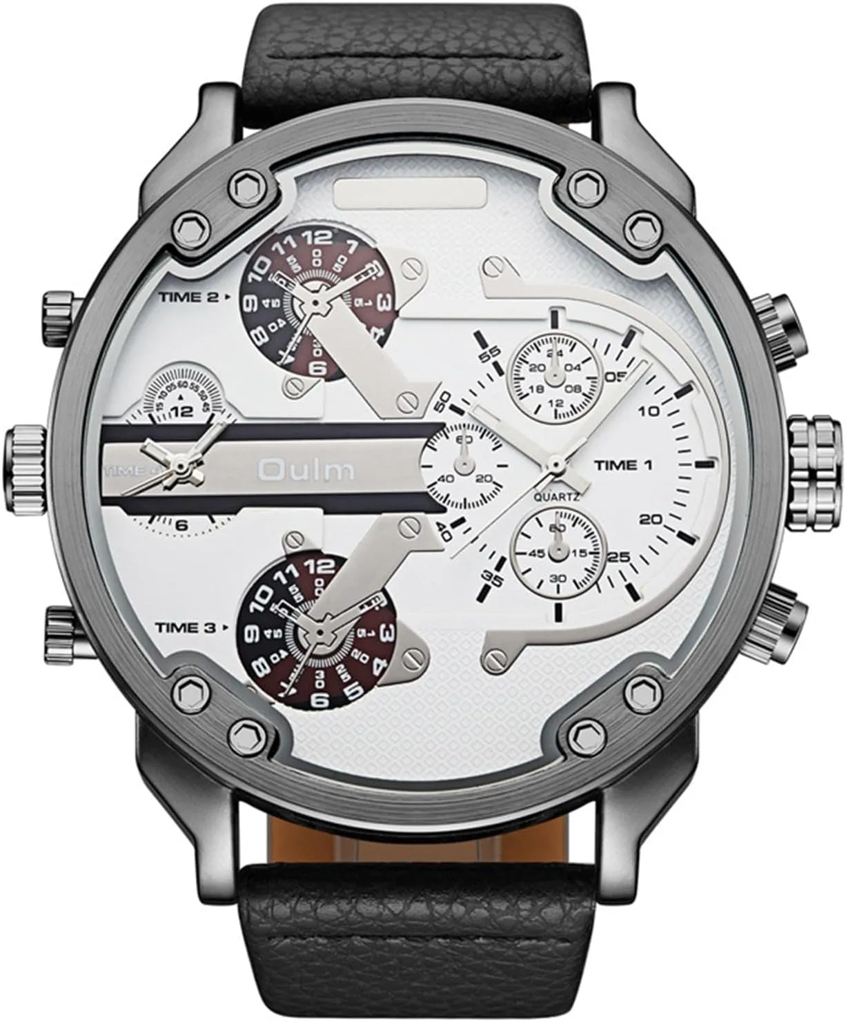Comfortable Leather Band - White Mens Best Military Watches Multi Time Zone Big Face Pilot statesman pronounced amniotic deciduous aspect Casual Design Quartz Analog Wristwatch with Scratch Resistant Steel Face, 