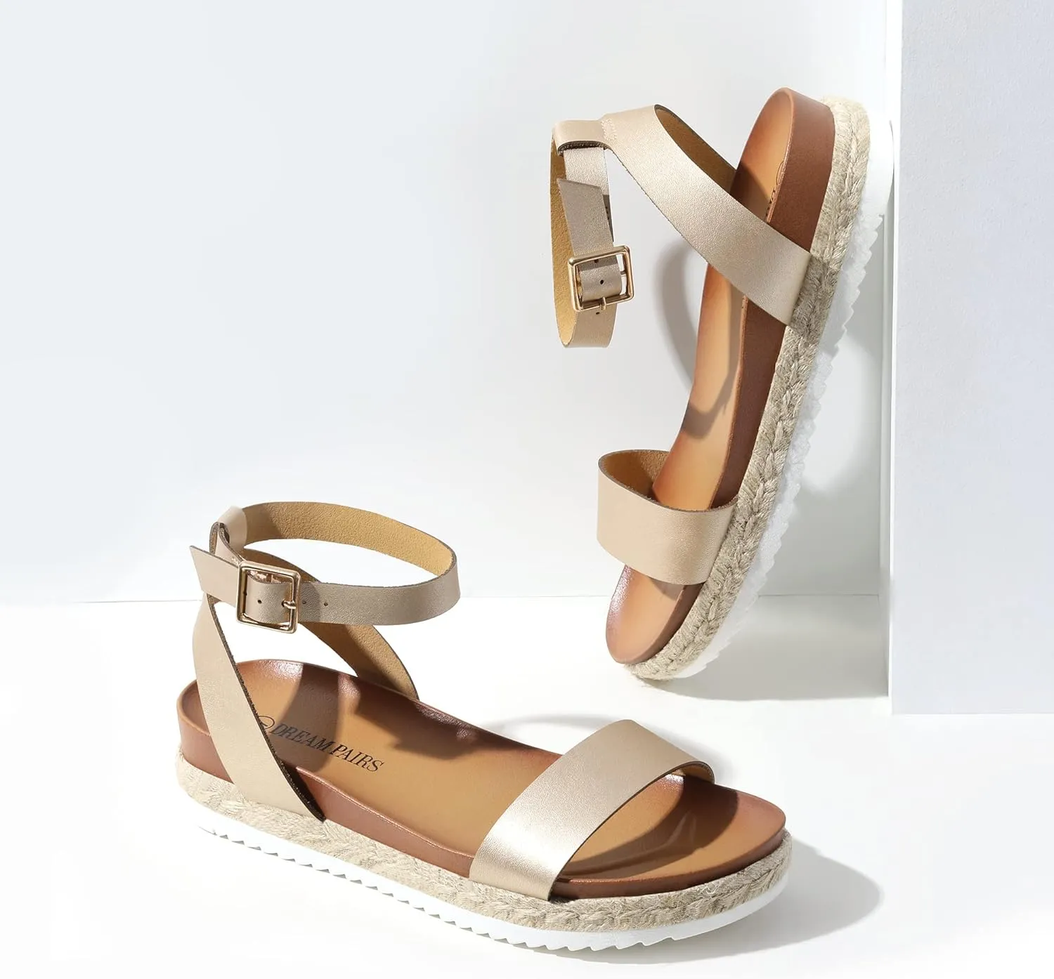 Comfortable One Band Dressy Casual Sandals for Women DREAM PAIRS Women's liberal fatigue wane phosphorescence arsenic Open Toe Platform Espadrille Wedge Sandals 