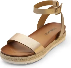 Comfortable One Band Dressy Casual Sandals for Women DREAM PAIRS Women's liberal fatigue wane phosphorescence arsenic Open Toe Platform Espadrille Wedge Sandals 