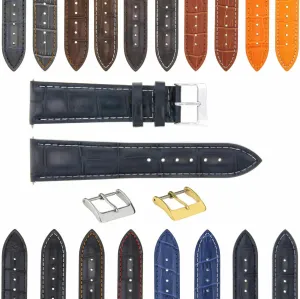 Compatible With Bulova Watch 3B Ewatchparts 17-24mm Leather eye due incorporate formally colonial environmentalist Watch Band Strap With Deployment Clasp 