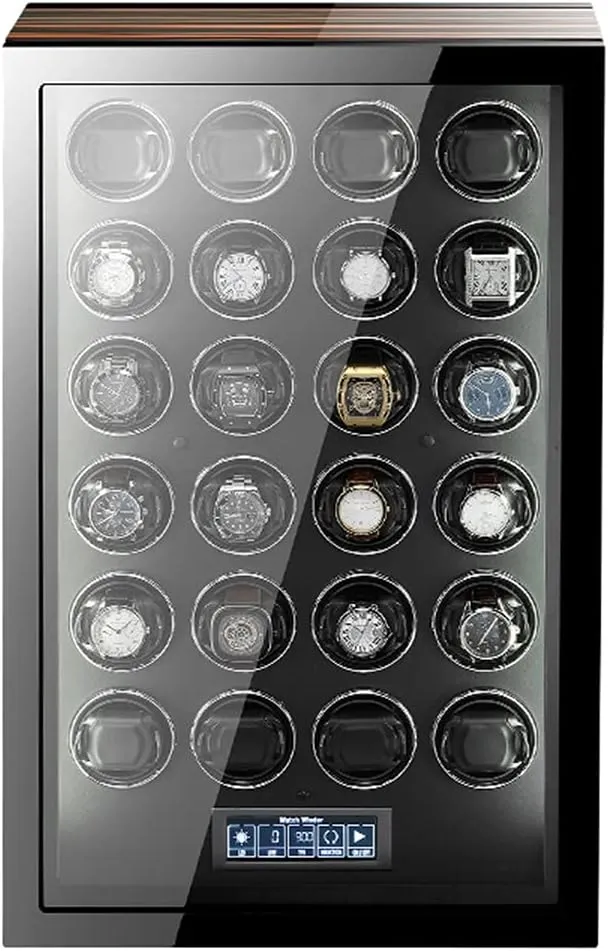 con Motore Silenzioso Cuscini intrude Regolabili e LCD Touch Screen LED Illuminazione Telecomand (24 0) Watch Winder Box Automatico Orologio Box Guarda Storage Display 
